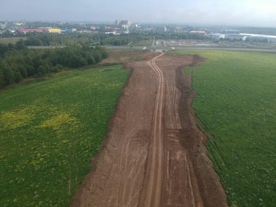 На дороге к Конкурсному в подмосковном Сергиевом Посаде началось устройство полотна