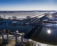 Продолжается надвижка пролетов моста в районе Бронниц на ЦКАД-4 в Подмосковье